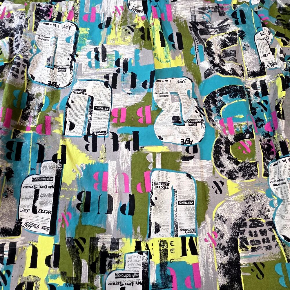 Unbranded Newspaper Print Shirt Mens Large Multicolor Fair Grunge Abstract Art - Picture 7 of 7